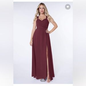 Azazie Nahrin Bridesmaid Dress - Size A6, Cabernet (NEVER ALTERED)